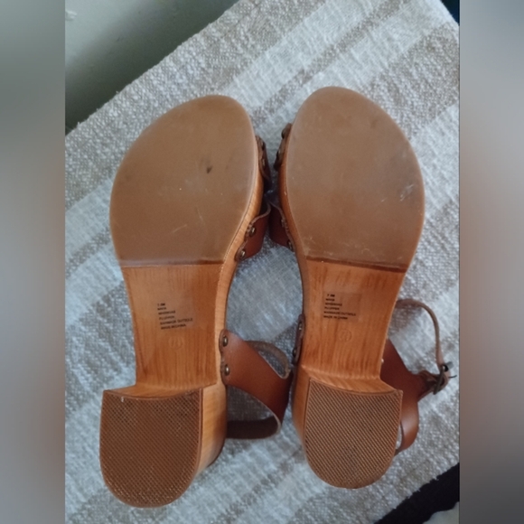 Altar’d State Holly Wedge Heel Clog Sandals Shoes Brown Leather Women’s - Picture 4 of 6